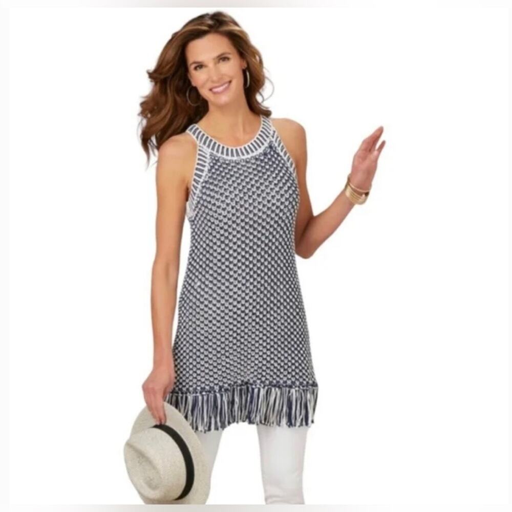 Soft Surroundings Bambado Fringe Crochet Tunic Top / Mini Dress